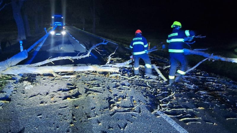 Bouřlivý vítr řádil v Česku. Vyvrácené stromy komplikují dopravu, hasiči hlásí desítky výjezdů